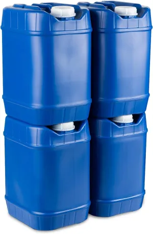 5-Gallon Stackable Water Storage Containers, Emergency Water Storage for Camping and Disaster Preparedness, 20 Gallons