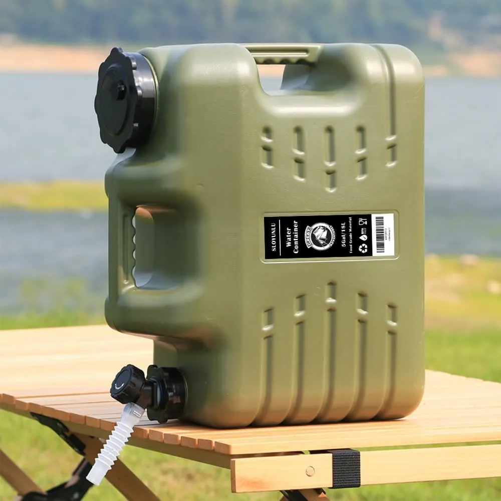 5 Gallon Water Jug with Spigot, BPA Free Leak-Proof Camping Water Container, Portable Emergency Water Storage for Outdoor Hiking, Home Use, Camping Essentials