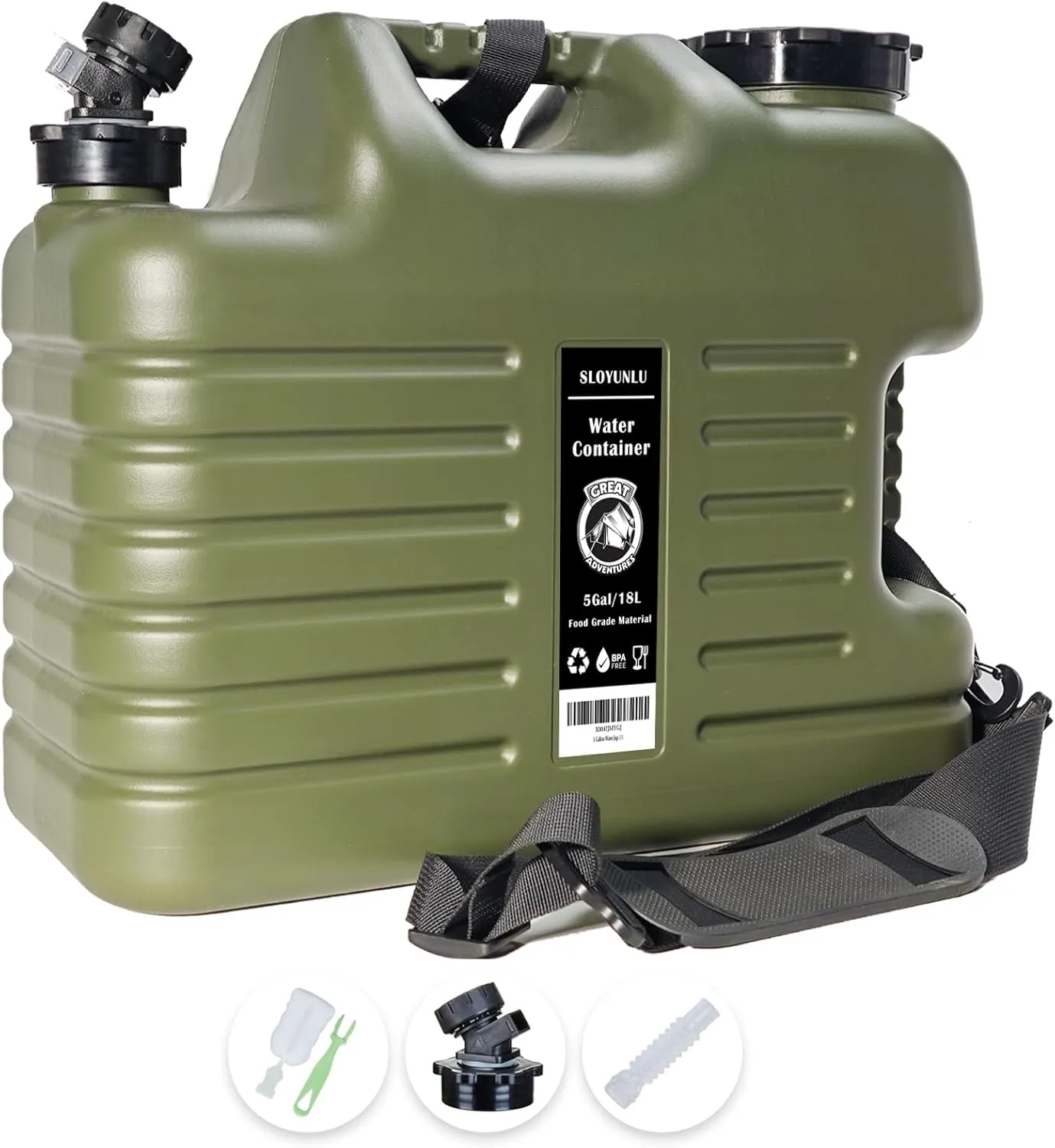 5 Gallon Water Jug with Spigot, BPA Free Leak-Proof Camping Water Container, Portable Emergency Water Storage for Outdoor Hiking, Home Use, Camping Essentials