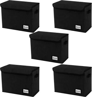 5 Pack Comic Book Storage Boxes, 15.8" X 7.8" X 11.8", Collapsible Comic Short Box, Holds 160-180 Collection Comic Book Container Holder Shelf Protector Organizer Bin (Black)