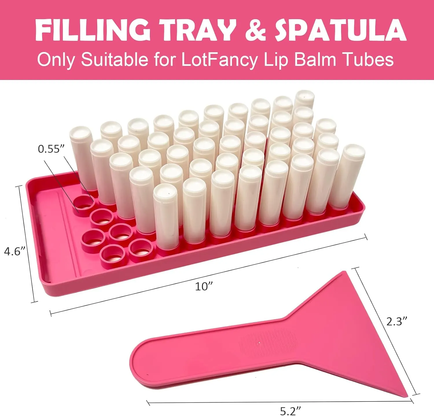 50 Lip Balm Container Kit with Filling Tray and Spatula, Round Tube Refillable Empty Tube 3 Colors, 0.15 oz, BPA Free, for DIY Homemade Lipstick Lipstick (50 white kits,)