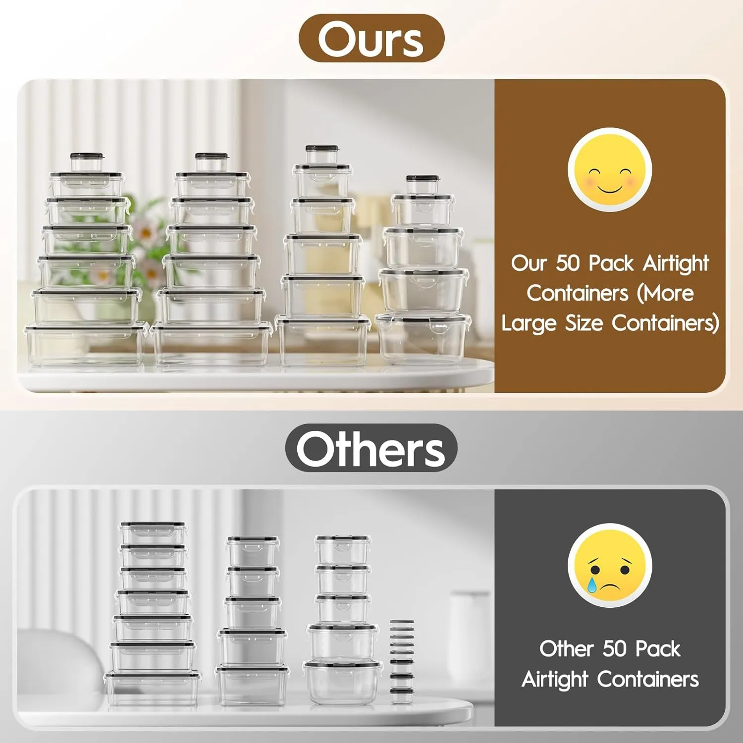 50 Pcs Large Food Storage Containers with Lids Airtight, Total 628.8OZ Stackable Kitchen Organization Set, BPA-Free Plastic Meal Prep Container with Labels & Marker Pen