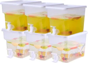 6 Pack 1.3 Gallon Fridge Drink Beverage Dispenser with Spigot, Leak-Proof Plastic Water Container Ice Juice Dispenser with Spigot for Summer Party Drink Daily Use