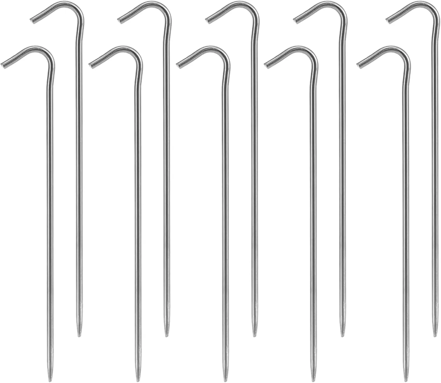 6-Pack Tent Stakes for Hard Ground, Lightweight Camping Pegs with Hook & Tapered Tip, for Tent Tarp Canopy Anchoring