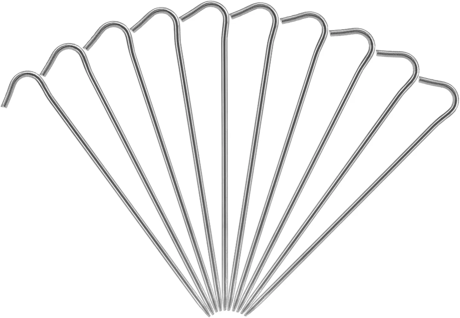 6-Pack Tent Stakes for Hard Ground, Lightweight Camping Pegs with Hook & Tapered Tip, for Tent Tarp Canopy Anchoring
