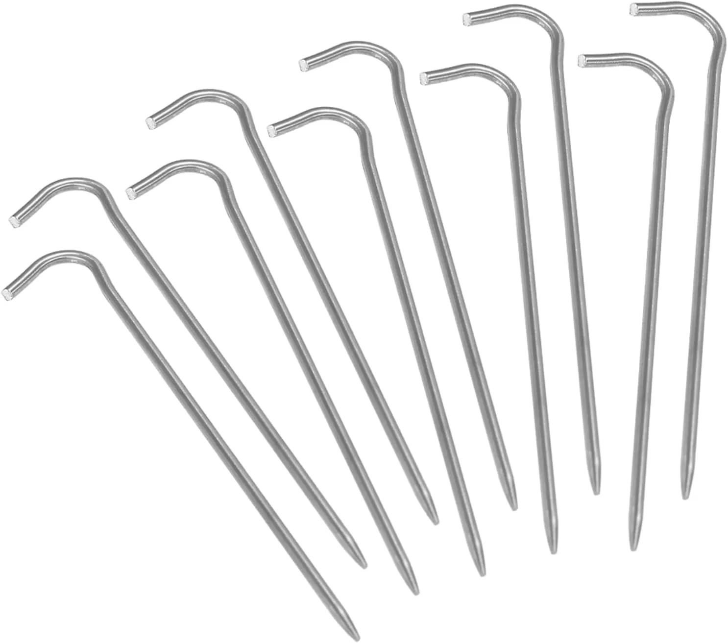 6-Pack Tent Stakes for Hard Ground, Lightweight Camping Pegs with Hook & Tapered Tip, for Tent Tarp Canopy Anchoring