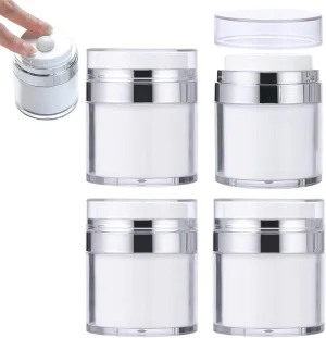 6 Pcs 0.5oz Airless Pump Jar Cream Jar Vacuum Bottles Drunk Elephant Container with Pump 15ml Travel Size Lotion Jar Empty Airless Cosmetic Containers Lotion Dispenser for Serum Skincare Cream