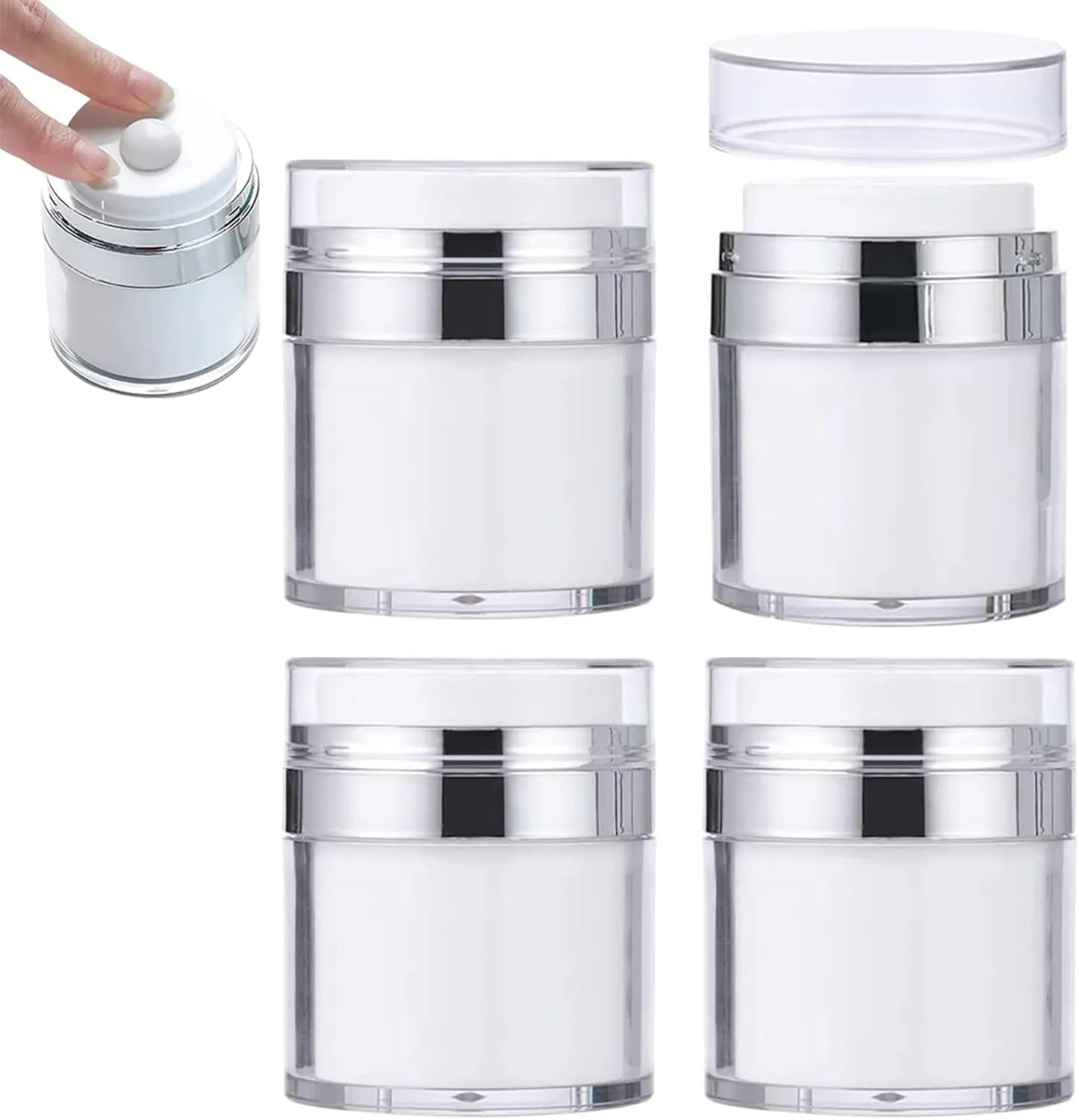 6 Pcs 0.5oz Airless Pump Jar Cream Jar Vacuum Bottles Drunk Elephant Container with Pump 15ml Travel Size Lotion Jar Empty Airless Cosmetic Containers Lotion Dispenser for Serum Skincare Cream