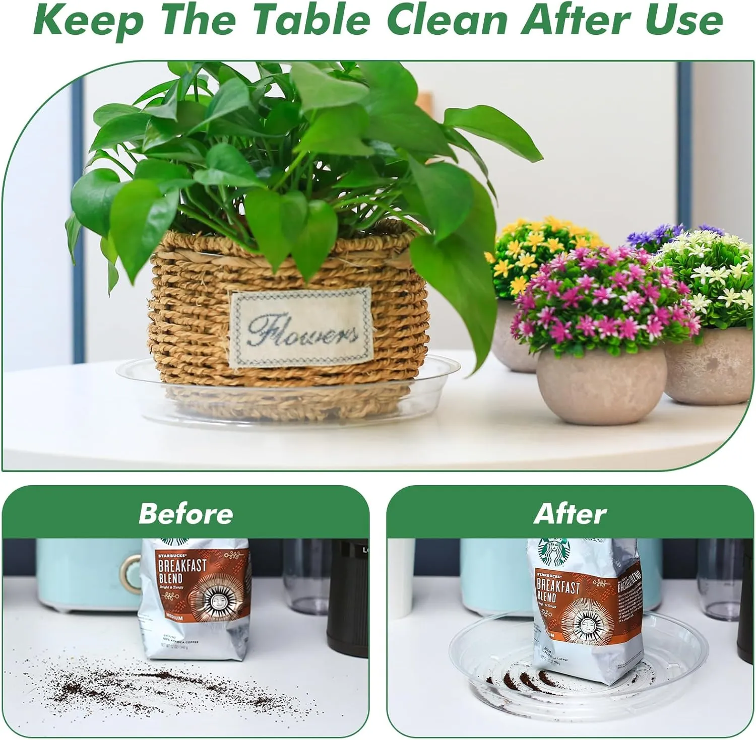 60 Pack 12 Inch Plant Saucer Clear Plant Saucers for Outdoors Plants Drip Trays Extra Large Pot Saucer No Holes Pot Saucers Planter Trays for Outdoor Plants Bulk Plastic Tray for Flower, Potted Tree