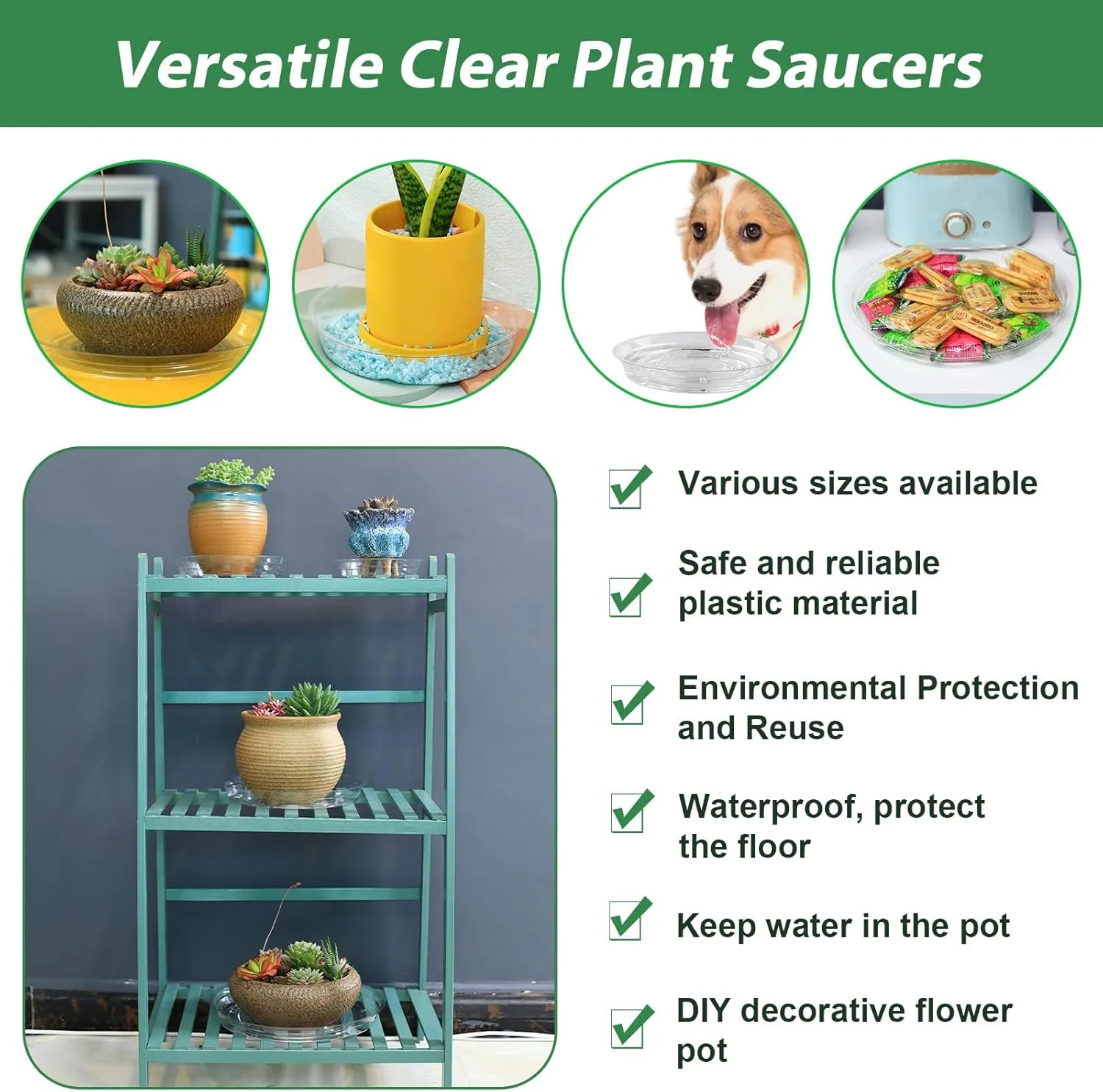 60 Pack 12 Inch Plant Saucer Clear Plant Saucers for Outdoors Plants Drip Trays Extra Large Pot Saucer No Holes Pot Saucers Planter Trays for Outdoor Plants Bulk Plastic Tray for Flower, Potted Tree