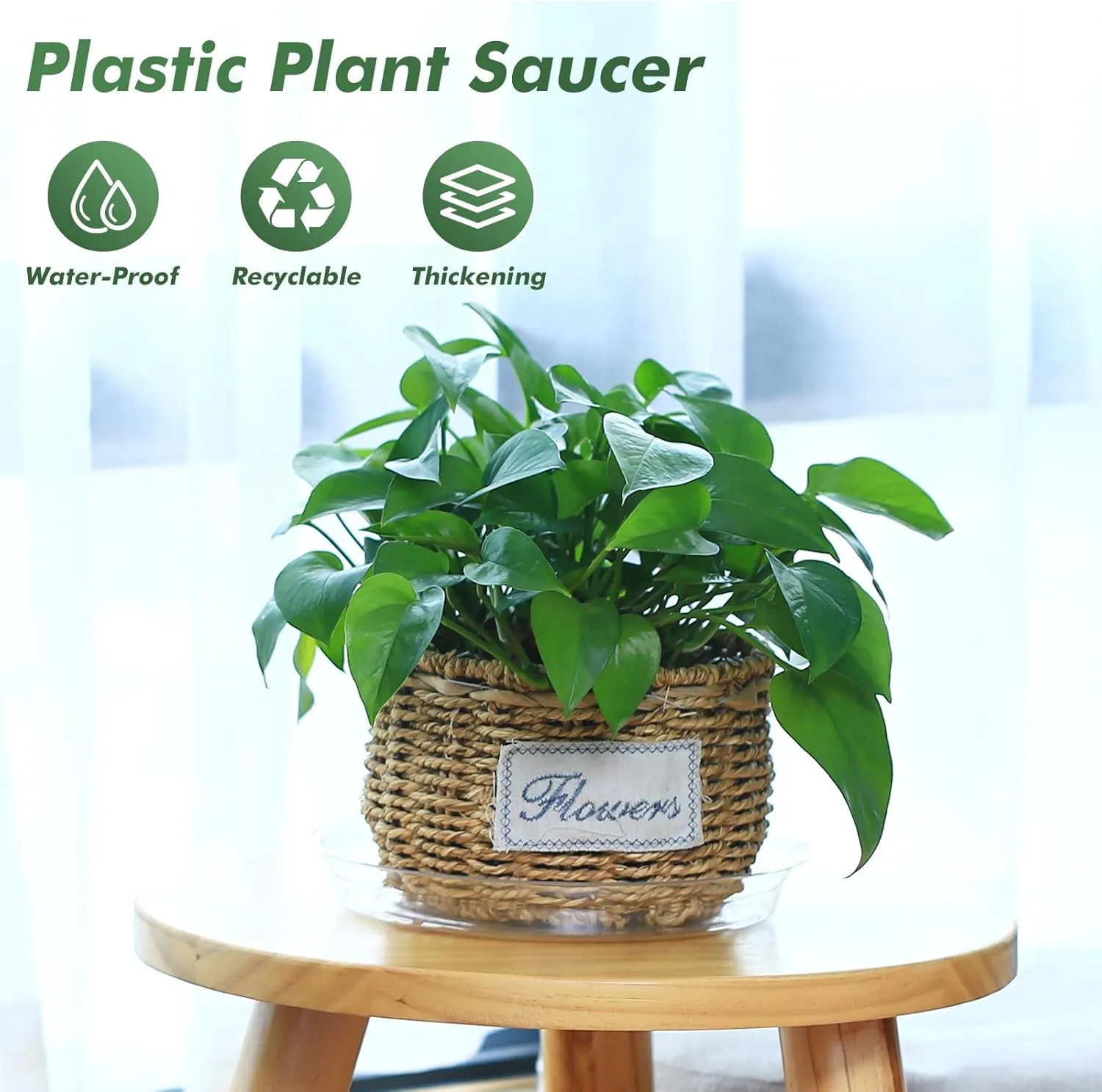 60 Pack 12 Inch Plant Saucer Clear Plant Saucers for Outdoors Plants Drip Trays Extra Large Pot Saucer No Holes Pot Saucers Planter Trays for Outdoor Plants Bulk Plastic Tray for Flower, Potted Tree