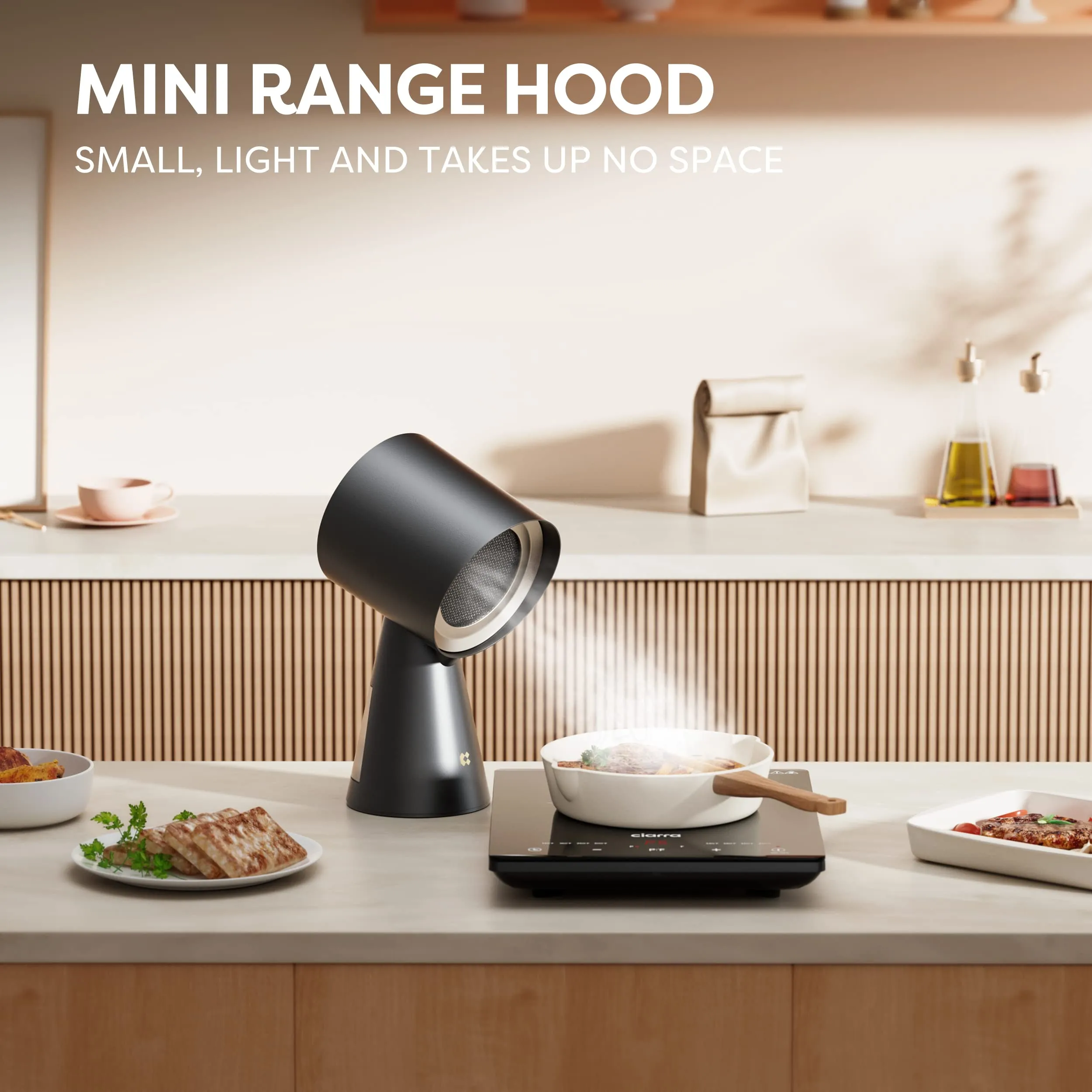 6.18 in. 70 CFM Ductless Under Cabinet Desktop Range Hood, Portable Range Hood