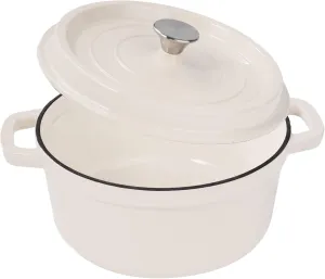6.5 Quart Enameled Cast Iron Dutch Oven Pot with Lid, Dual Handle for Bread Baking, Pre-Seasoned Cookware, Heavy-Duty, Oven Safe up to 500° F, Non-stick & Applicable All Cookings, Beige