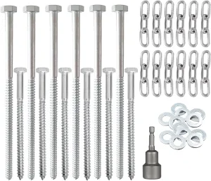 6pcs 3/8 x 8 and 6pcs 3/8 x 12 Heavy Duty Camping Ground Anchors, Non-Rust Tent Stakes Screw in Kit for Securing Animals, Trampoline, Carports, Canopies, Sheds, Swing Sets for High Winds
