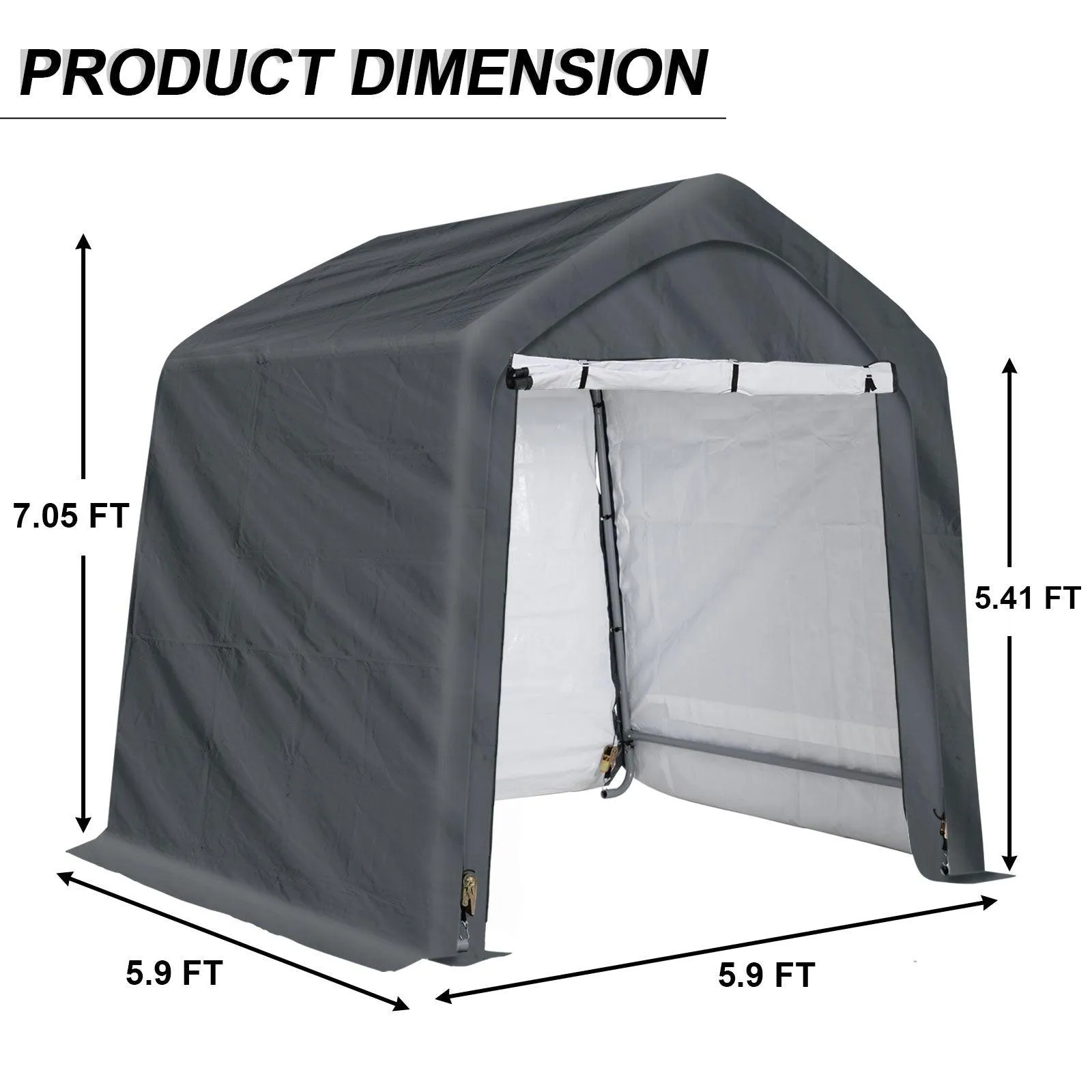 6x6/6x8/8x8/8x12 ft. Heavy Duty Storage Shelter, Portable Shed Carport
