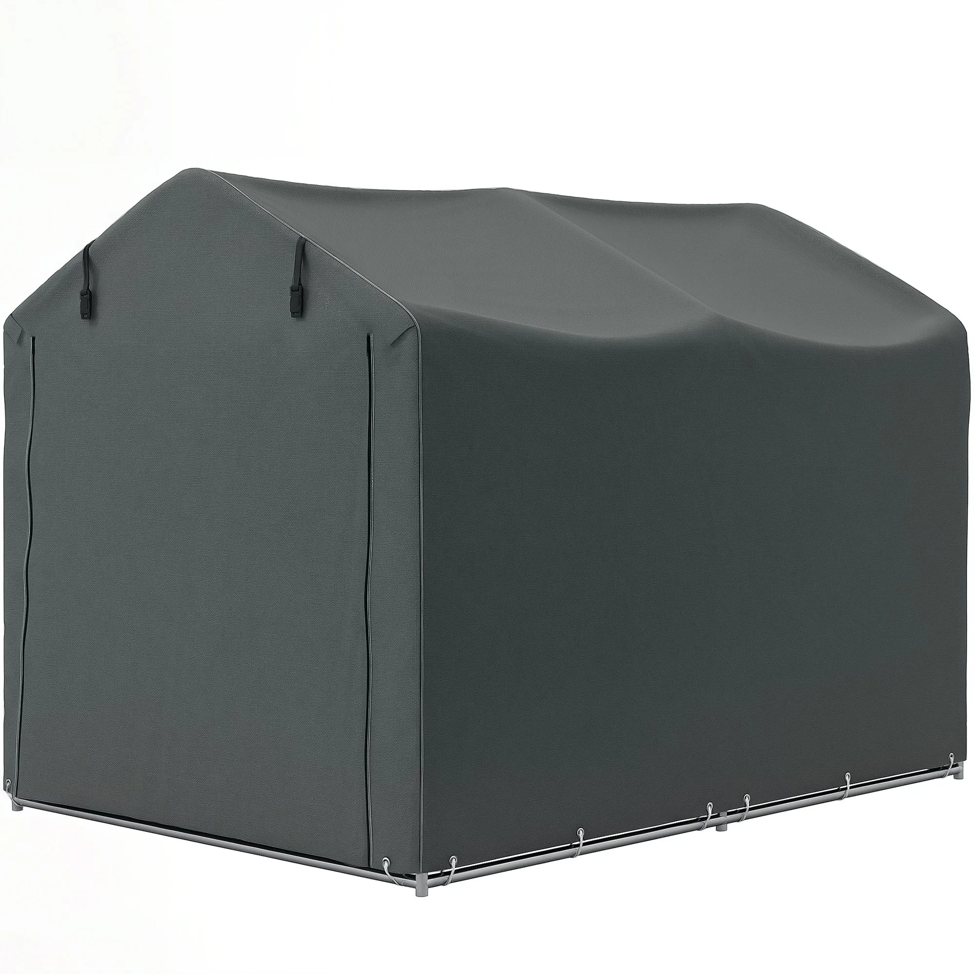 7' x 5' UV Resistant Garden Storage Tent with Roll-Up Zipper Door, Waterproof Bike Shelter, Dark Grey