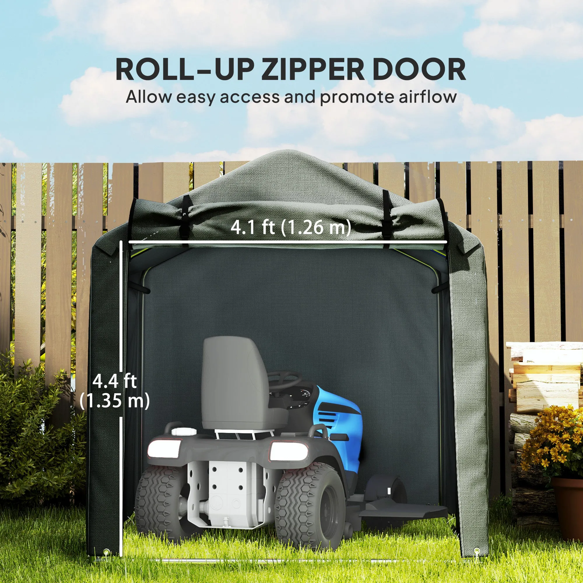 7' x 5' UV Resistant Garden Storage Tent with Roll-Up Zipper Door, Waterproof Bike Shelter, Dark Grey