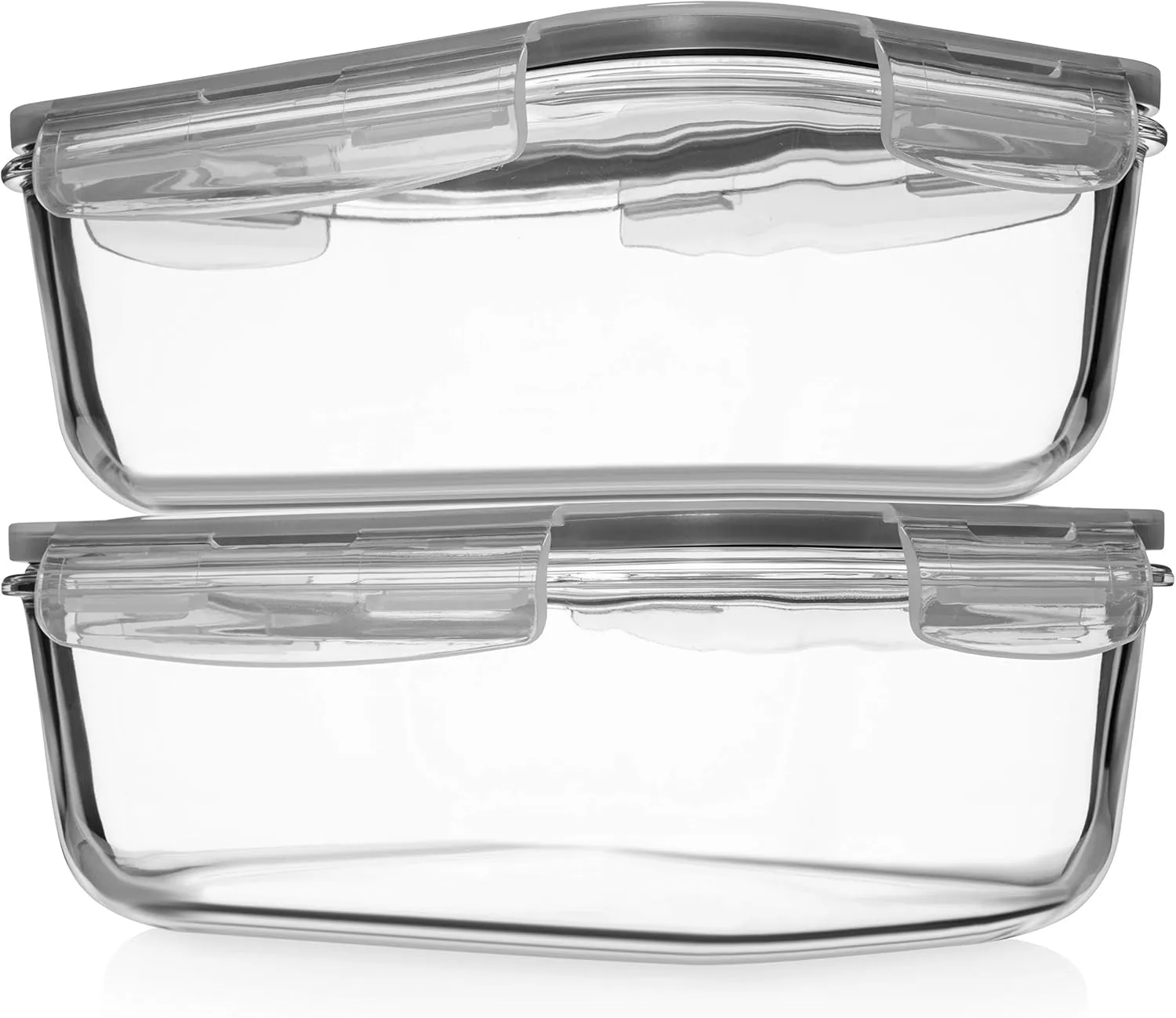 8 Cups/ 63 Oz 4 Piece (2 containers   2 Lids) Large Glass Food Storage/ Baking Containers with Locking Lids . Ideal for Storing food, vegetables or fruits. BPA Free & Leak Proof -Microwave, Oven Safe