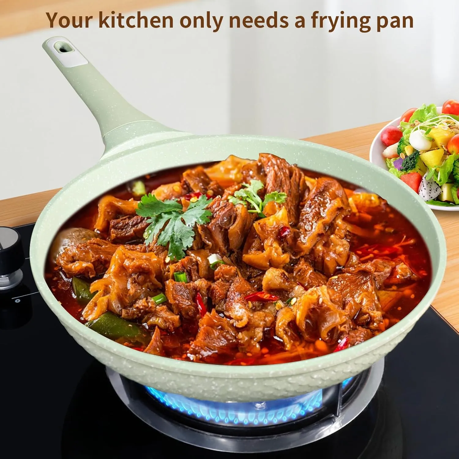 8 Inch Non Stick Frying Pan with Lid - Omelette & Egg Pan Skillet | PFOA/PFAS Free Healthy Cookware | All Stovetop & Dishwasher Safe | Heat Resistant Handle | Eco-Friendly