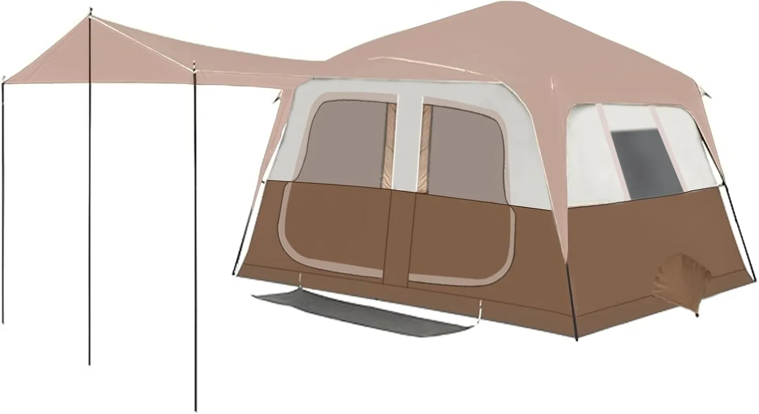 8 Person Instant Cabin Tents, Large Waterproof Tents for Camping, Family Tent Include Pre Installed Pole for Easy Installation, Storage Bag, Rainfly, 2 Mesh Door, Big Tent for Picnic, Hiking Party
