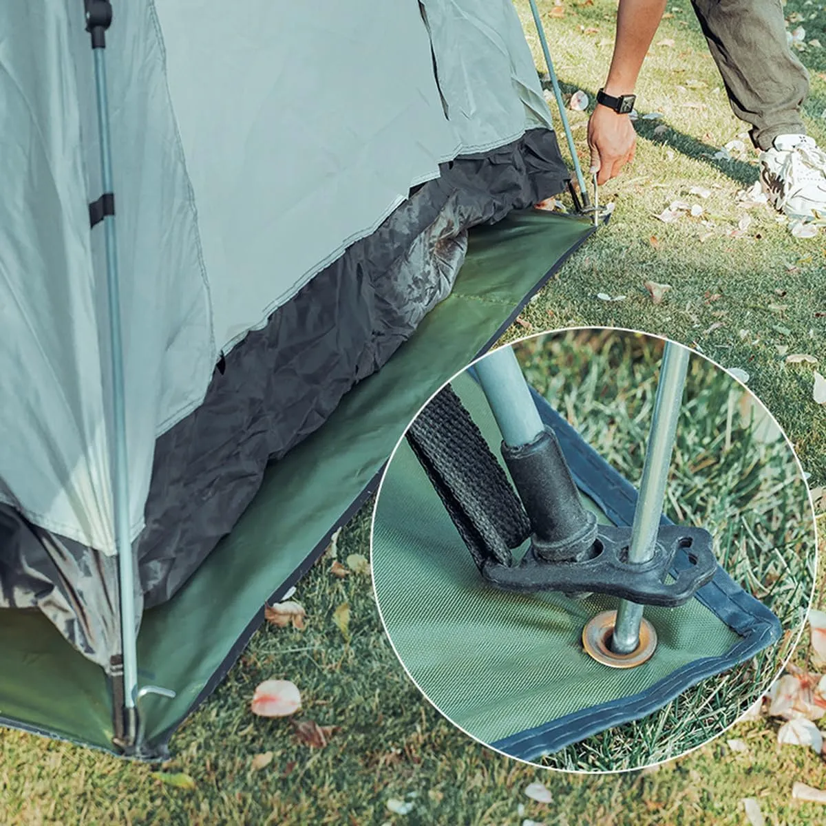 86.6" * 70.87" Tent Footprints Waterproof Camping Tarp 420D Oxford Cloth Outdoor Camping Moisture Proof Tent Floor Mat Groundsheet Ultralight Multi-Purpose Shading Trap with Tent Stakes