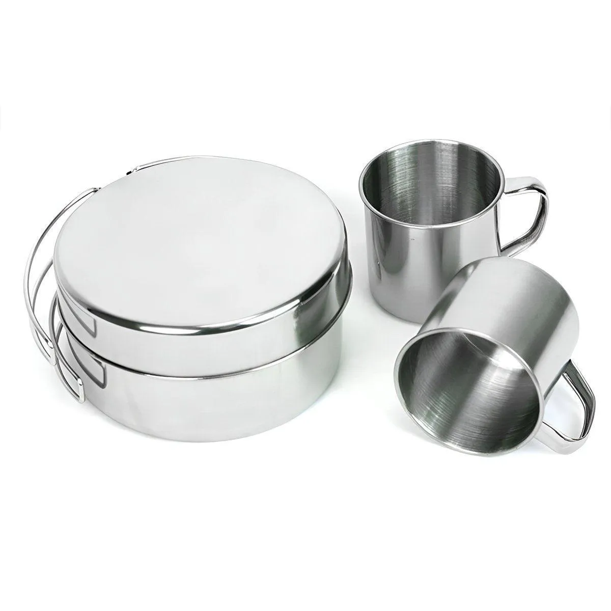 8PCS Camping Cookware Stainless Steel Outdoor Picnic Pot Cook Pan Set Hiking BBQ