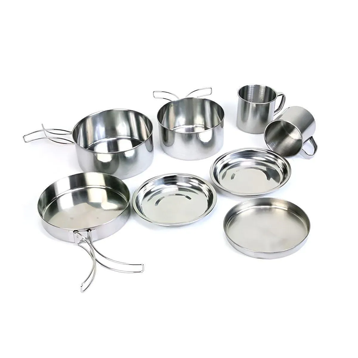 8PCS Camping Cookware Stainless Steel Outdoor Picnic Pot Cook Pan Set Hiking BBQ