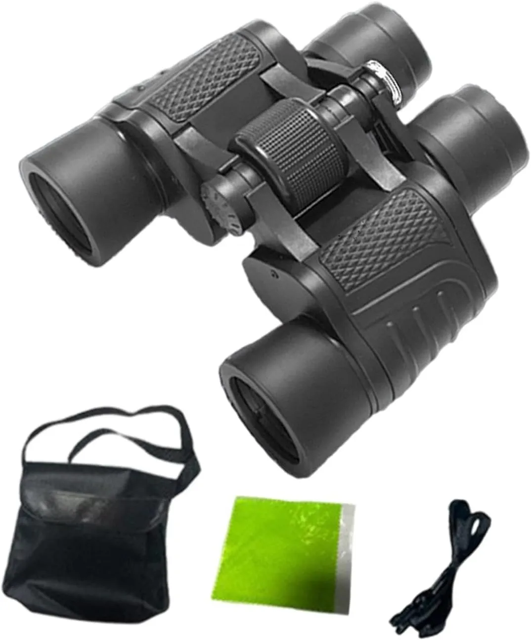 8X Mini Binoculars with Compass - Small Telescope for Bird Watching, Fishing, Travel - Portable & Multifunctional - Clear View - Rubber Material - Includes Storage Bag & Cleaning Cloth