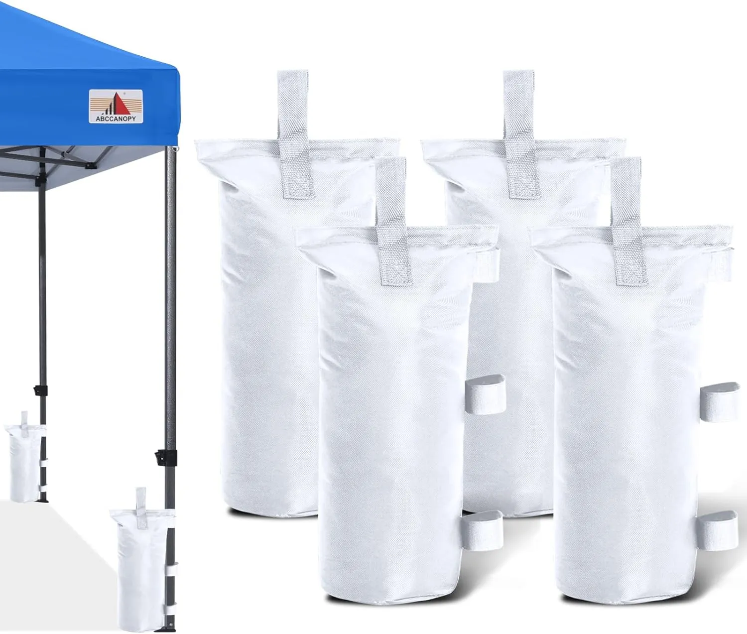 ABCCANOPY Canopy Weights Set of 4-150LBS Sand Bags for Pop up Tent, Weight Bags for Outdoor Gazebo, Trampoline, Pergola, White (Without Sand)