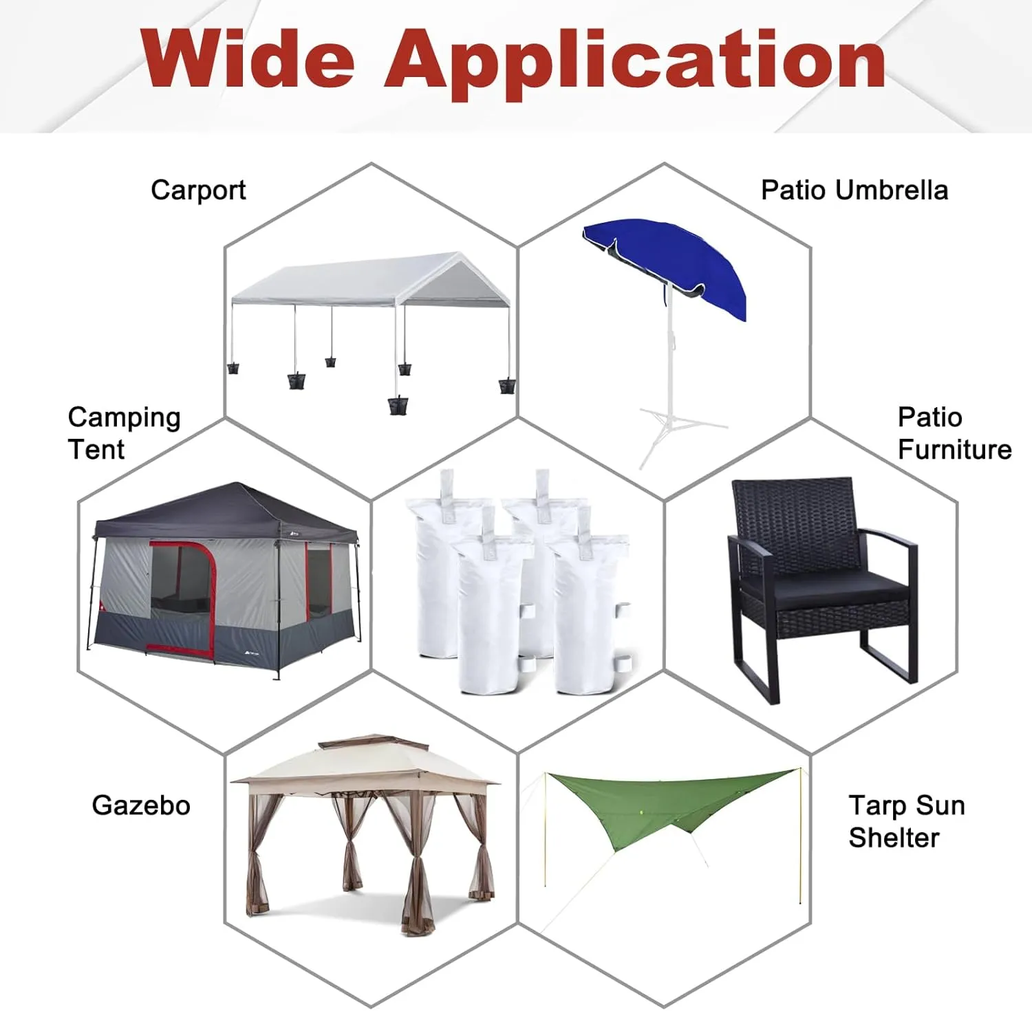 ABCCANOPY Canopy Weights Set of 4-150LBS Sand Bags for Pop up Tent, Weight Bags for Outdoor Gazebo, Trampoline, Pergola, White (Without Sand)