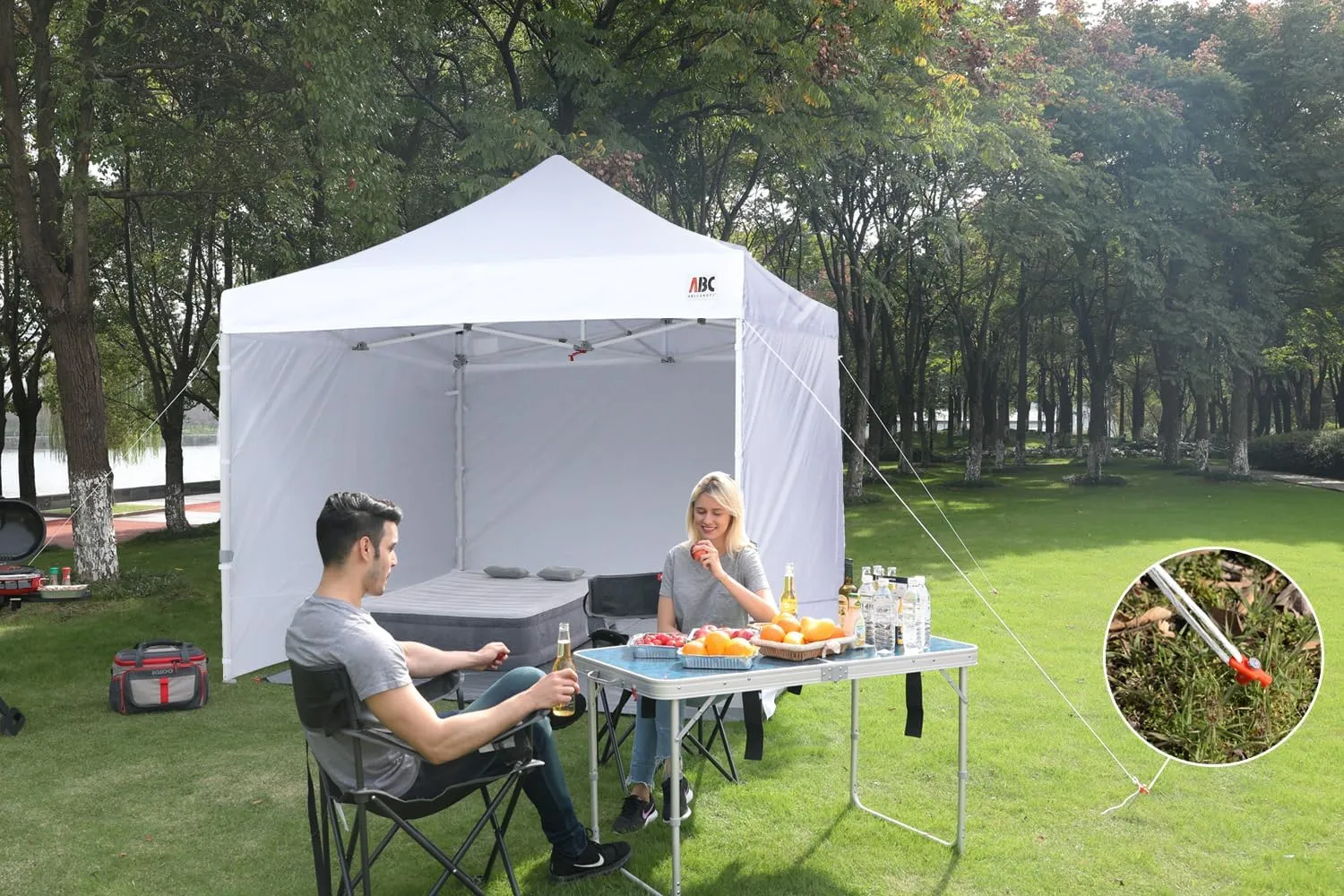 ABCCANOPY Easy Pop Up Canopy Tent with Sidewalls 8x8 Commercial -Series, Navy Blue