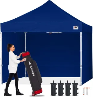 ABCCANOPY Easy Pop Up Canopy Tent with Sidewalls 8x8 Commercial -Series, Navy Blue