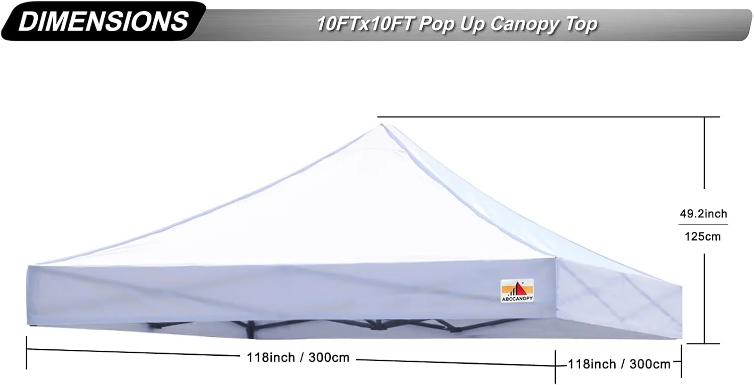 ABCCANOPY Replacement Canopy Top for Pop Up Canopy Tent (10x10, White)