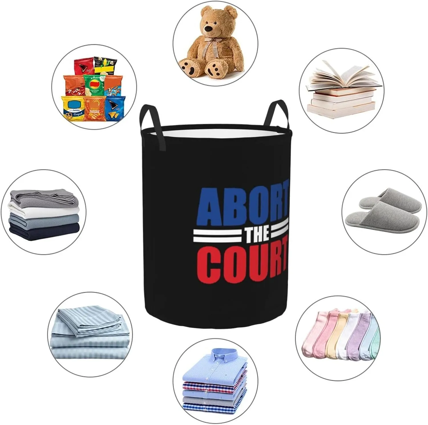 Abort The Court Reproductive Rights Laundry Basket Dirty Clothes Storage Basket Foldable with Handles Laundry Basket, for Bedroom, Bathroom Medium