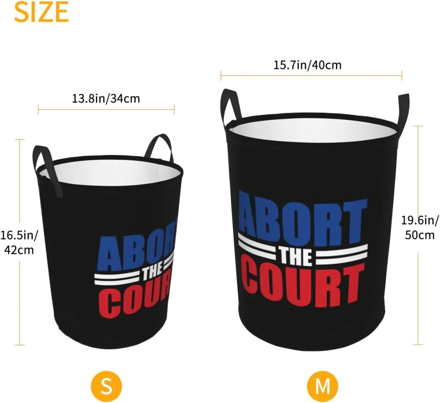 Abort The Court Reproductive Rights Laundry Basket Dirty Clothes Storage Basket Foldable with Handles Laundry Basket, for Bedroom, Bathroom Medium