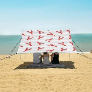 Abstract Stripes Lobster Beach Camping Tent Sun Shelter for Whole Family, Beach Shade Canopy with UPF50  UV Protection,Easy Set Up and Carry,Outdoor Shade for Trips, Fishing, Backyard Fun Picni