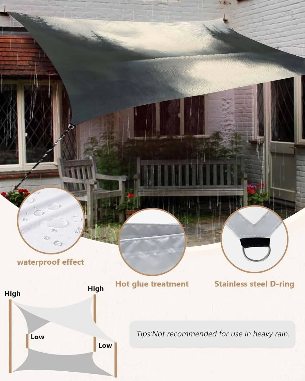 Abstract Sun Shade Sail 6’x 10’, Lake Landscape Tree Sky Scenery Black Forest Reflection Rectangular Sunshade Sail UV Protection, Outdoor Waterproof Sun Shade Canopy for Patio Deck Pool Park