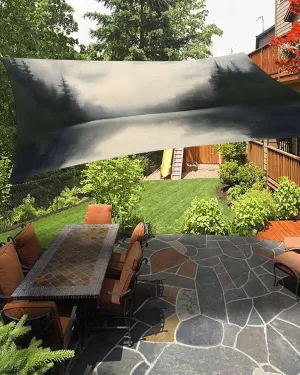Abstract Sun Shade Sail 6’x 10’, Lake Landscape Tree Sky Scenery Black Forest Reflection Rectangular Sunshade Sail UV Protection, Outdoor Waterproof Sun Shade Canopy for Patio Deck Pool Park