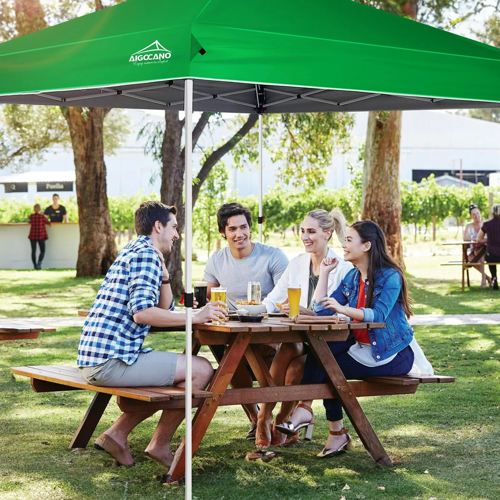 AIGOCANO Pop up Canopy Tent,10x10 Instant Outdoor Canopy for Parties with Wheeled Bag(Green)