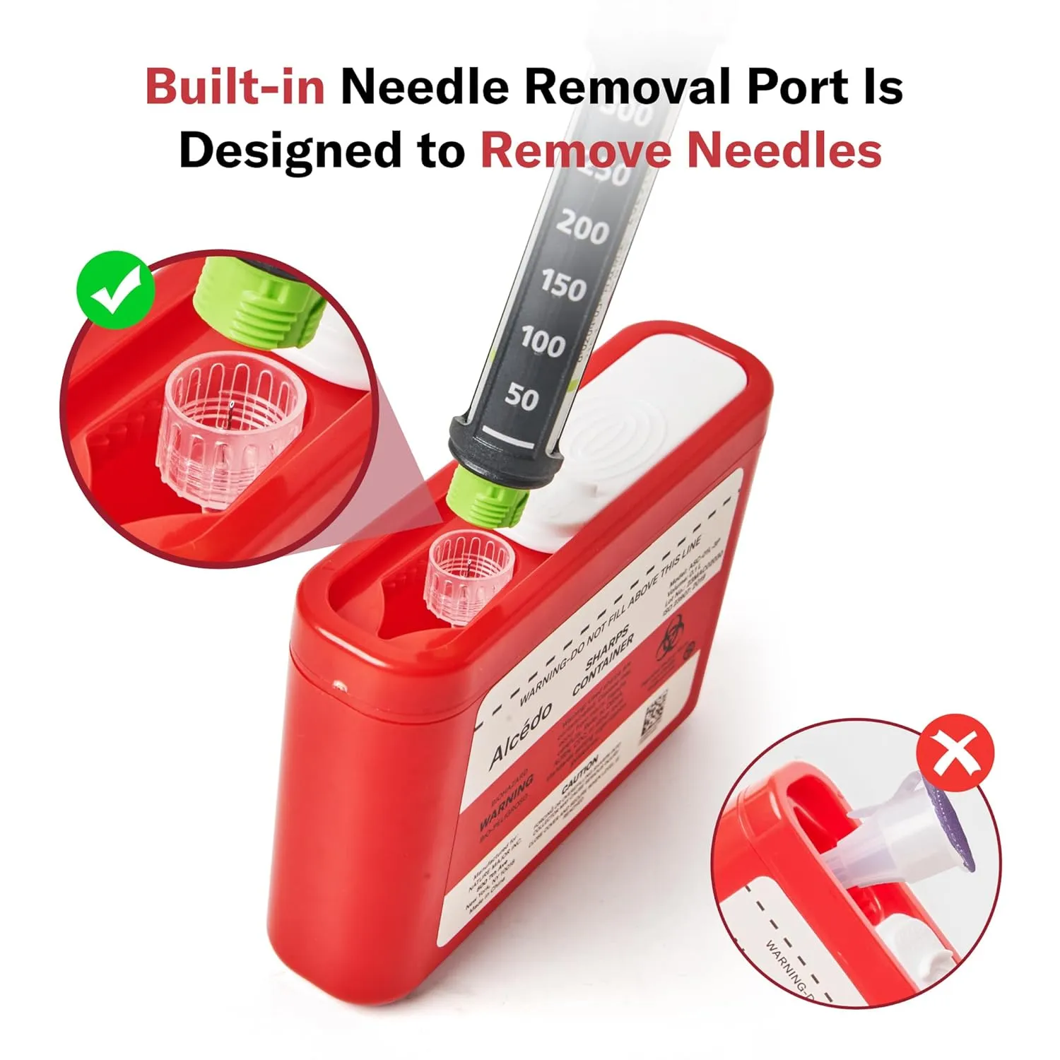 Alcedo Portable Sharps Container for Travel and Home Use (10-Pack), Small 0.1L Container for Diabetes Insulin Pen Needle Disposal, Mini Sharps Box, Medical Grade