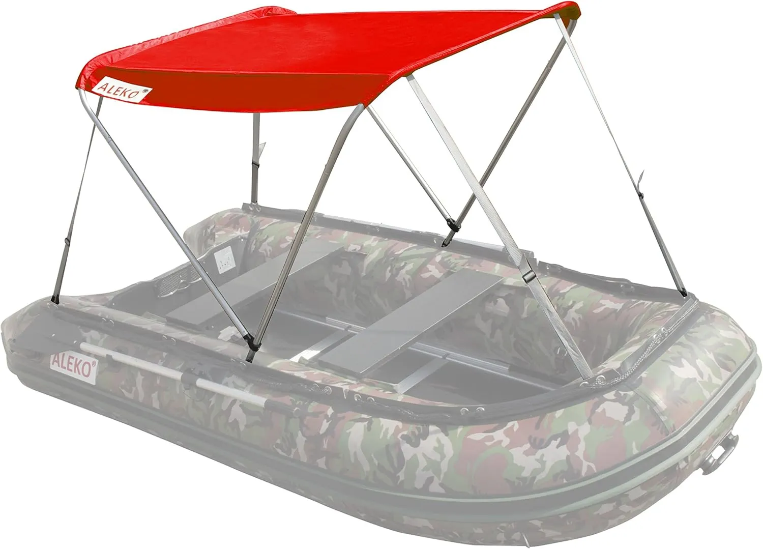 ALEKO Boat Bimini Canopy Top | Tent Sun Shelter Sunshade for 12.5 ft Long Inflatable Boats | 4.3 x 3.7 Ft | Color Red | BSTENT380R