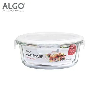 Algo Glass Round Container with Divider 950ml
