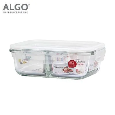 Algo Rectangular Glass Container with 2 Divider