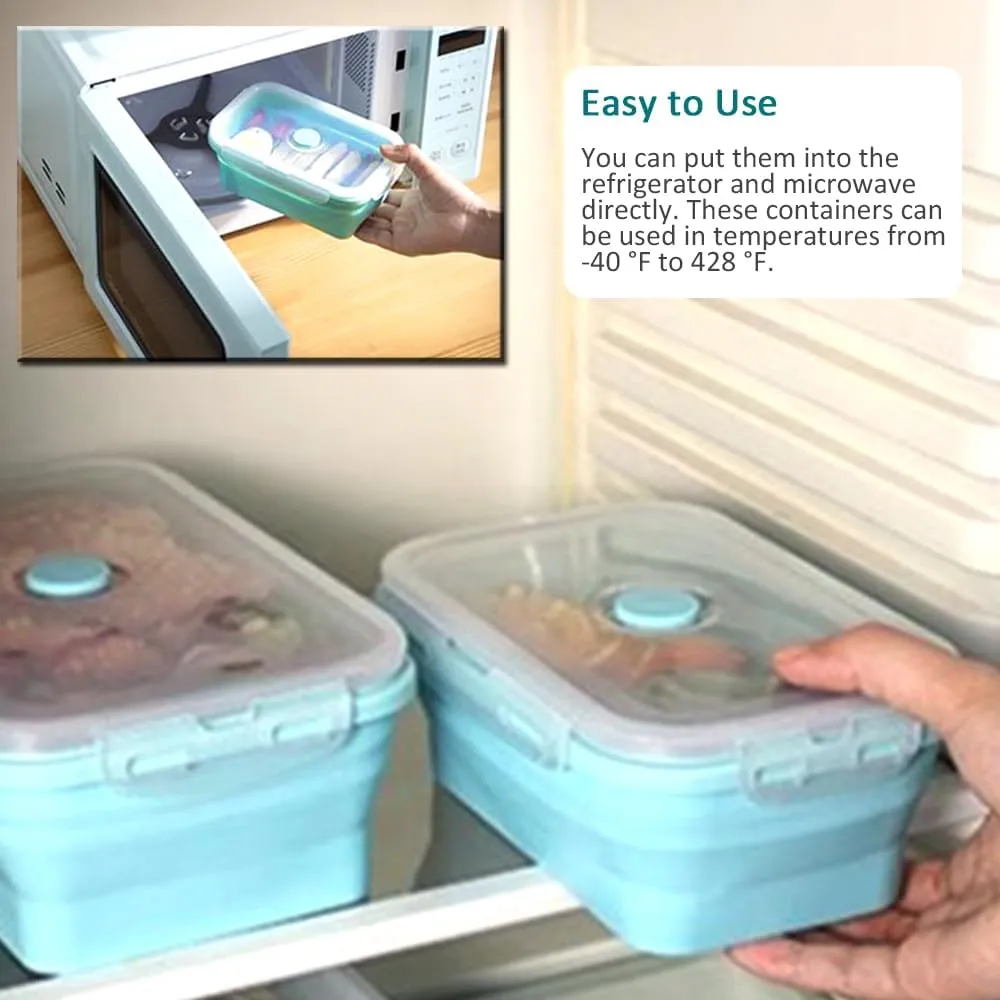 Alimat PluS 40.5oz Silicone Food Storage Containers with Lids, 4 Pack Set 1200ml Collapsible Meal Prep Lunch Containers, Microwave, Freezer and Dishwasher Safe