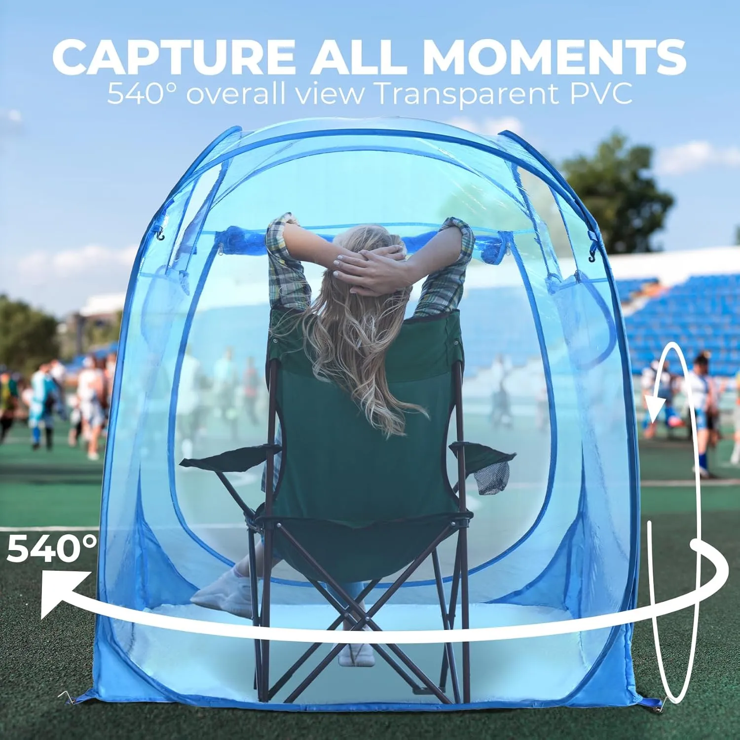 All Weather Proof Pod,Outdoor Weather Tent Sports Pod,540°View Bubble,Pop Up Screen House with Carry Bag,Screen Room for Sport Event,Camping,Fishing,Cheering