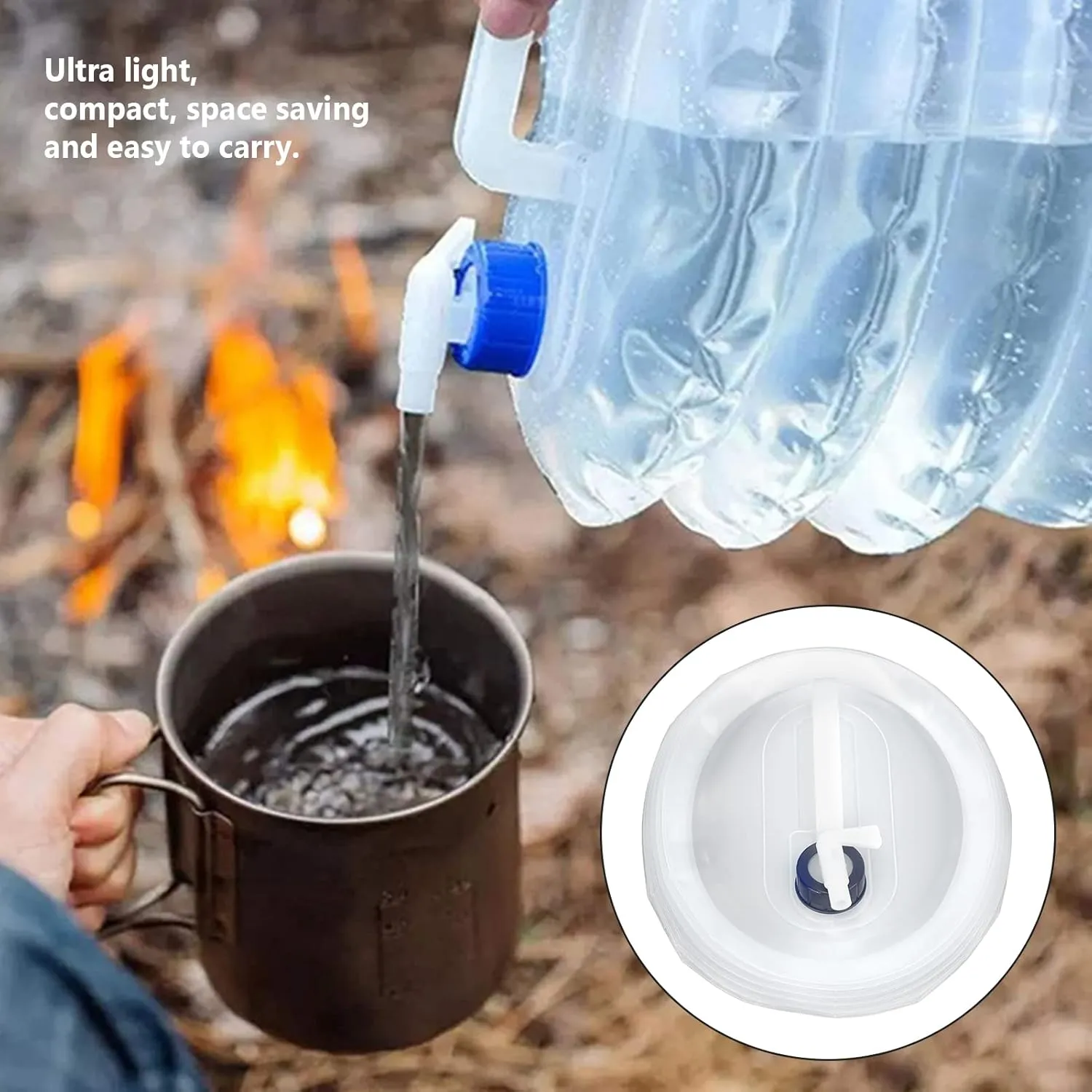 AMAKO Collapsible Water Container: Universal Portable Camping Water Jug Water Storage Containers with Faucet, for Outdoor Camping Hiking Climbing Emergency and More (10L)