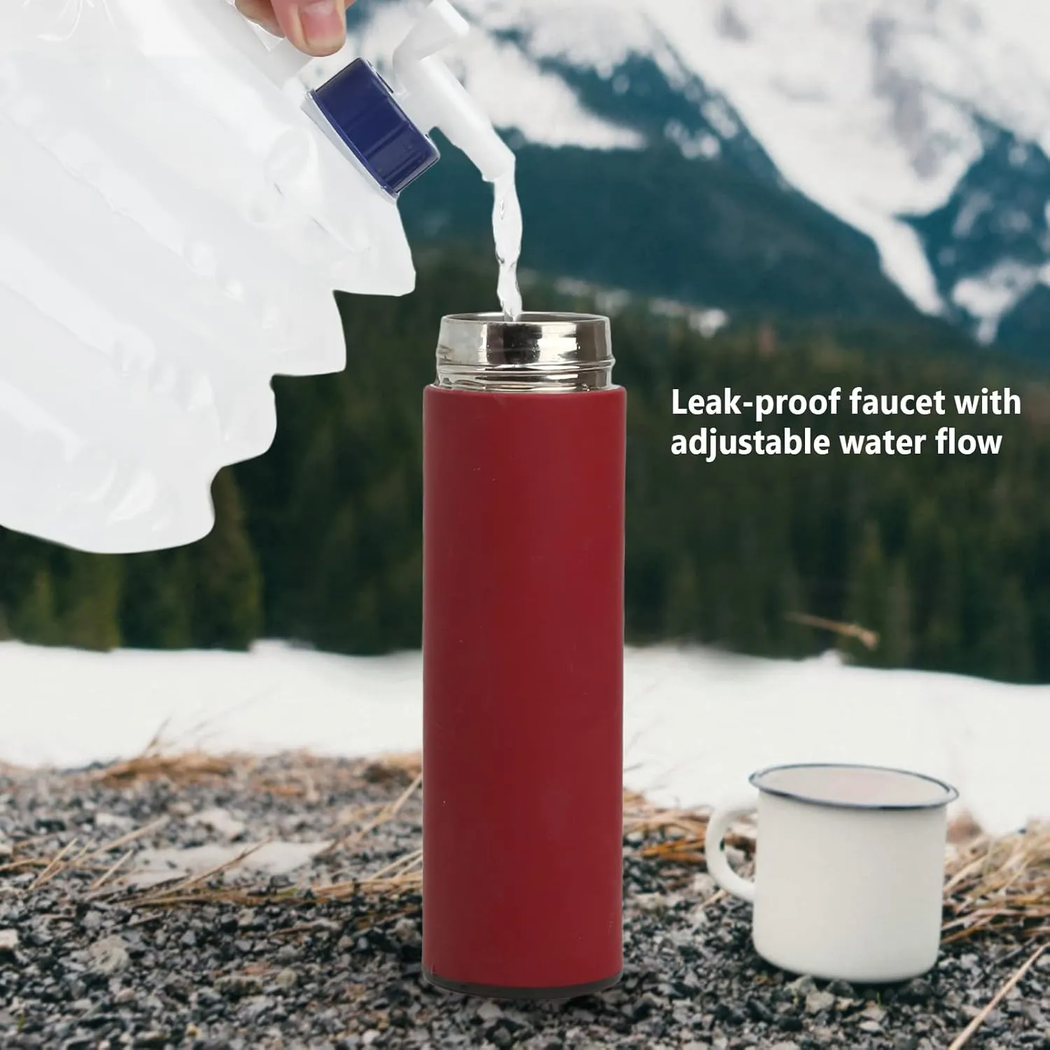 AMAKO Collapsible Water Container: Universal Portable Camping Water Jug Water Storage Containers with Faucet, for Outdoor Camping Hiking Climbing Emergency and More (10L)