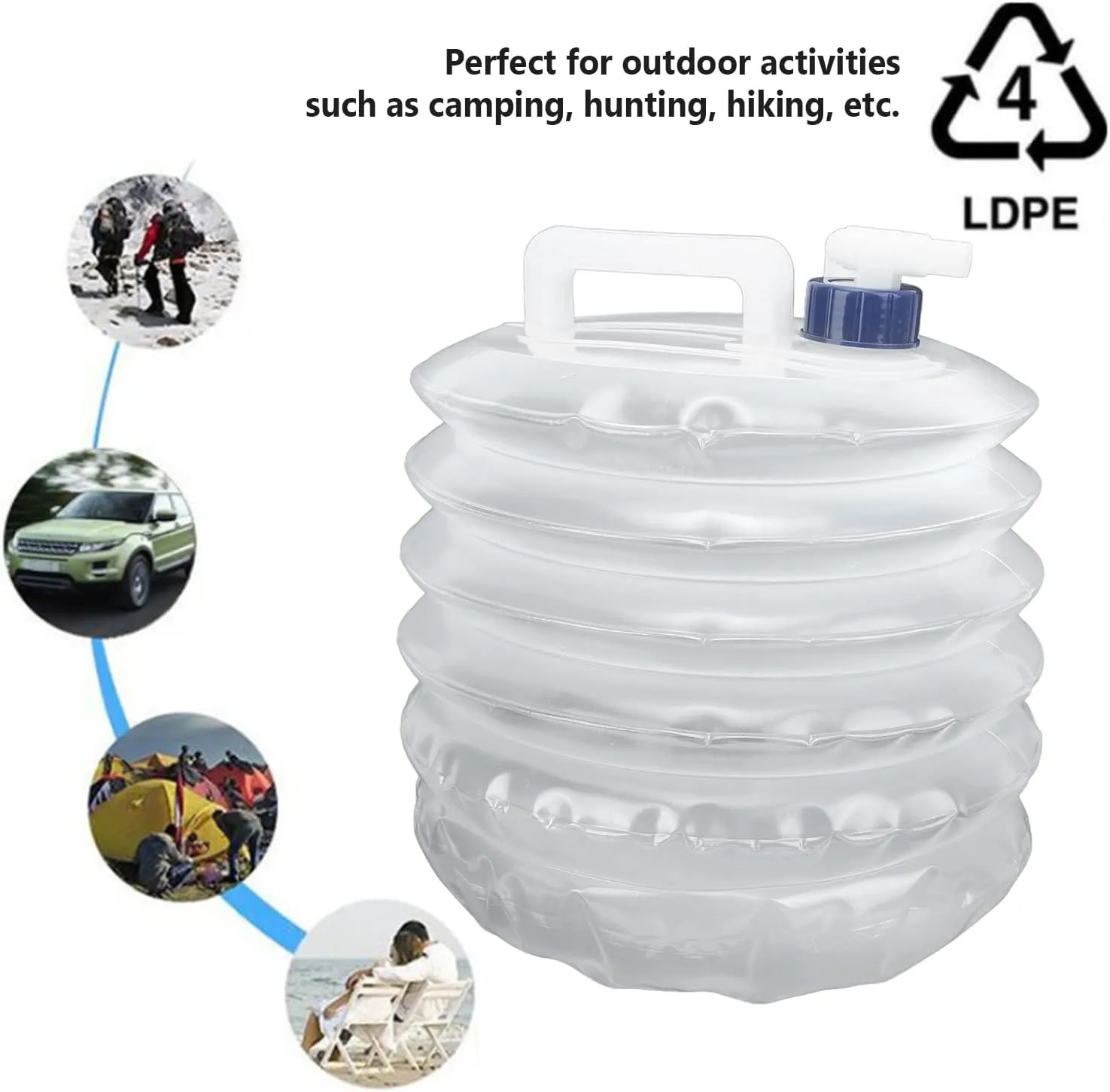 AMAKO Collapsible Water Container: Universal Portable Camping Water Jug Water Storage Containers with Faucet, for Outdoor Camping Hiking Climbing Emergency and More (10L)