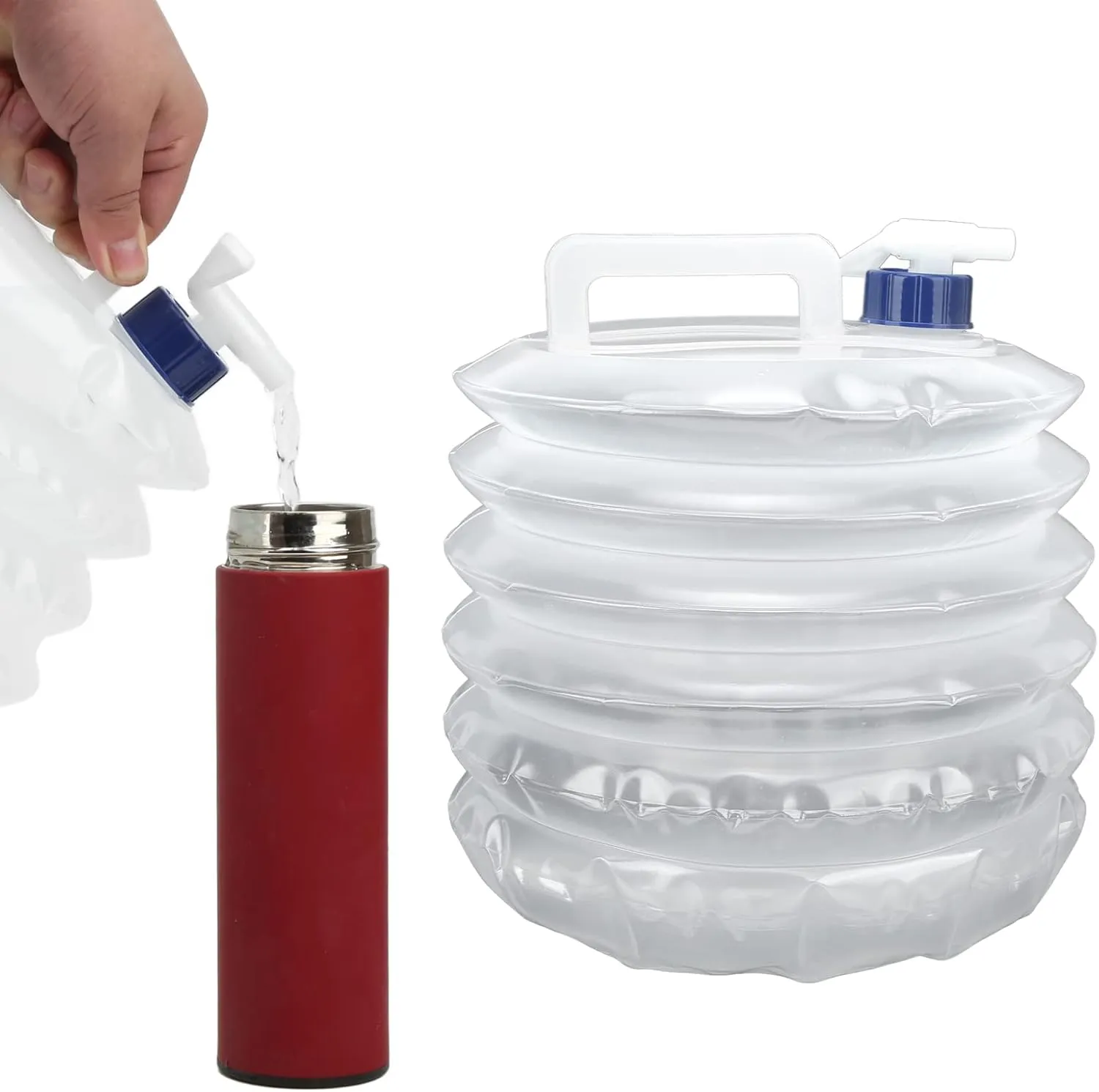 AMAKO Collapsible Water Container: Universal Portable Camping Water Jug Water Storage Containers with Faucet, for Outdoor Camping Hiking Climbing Emergency and More (10L)