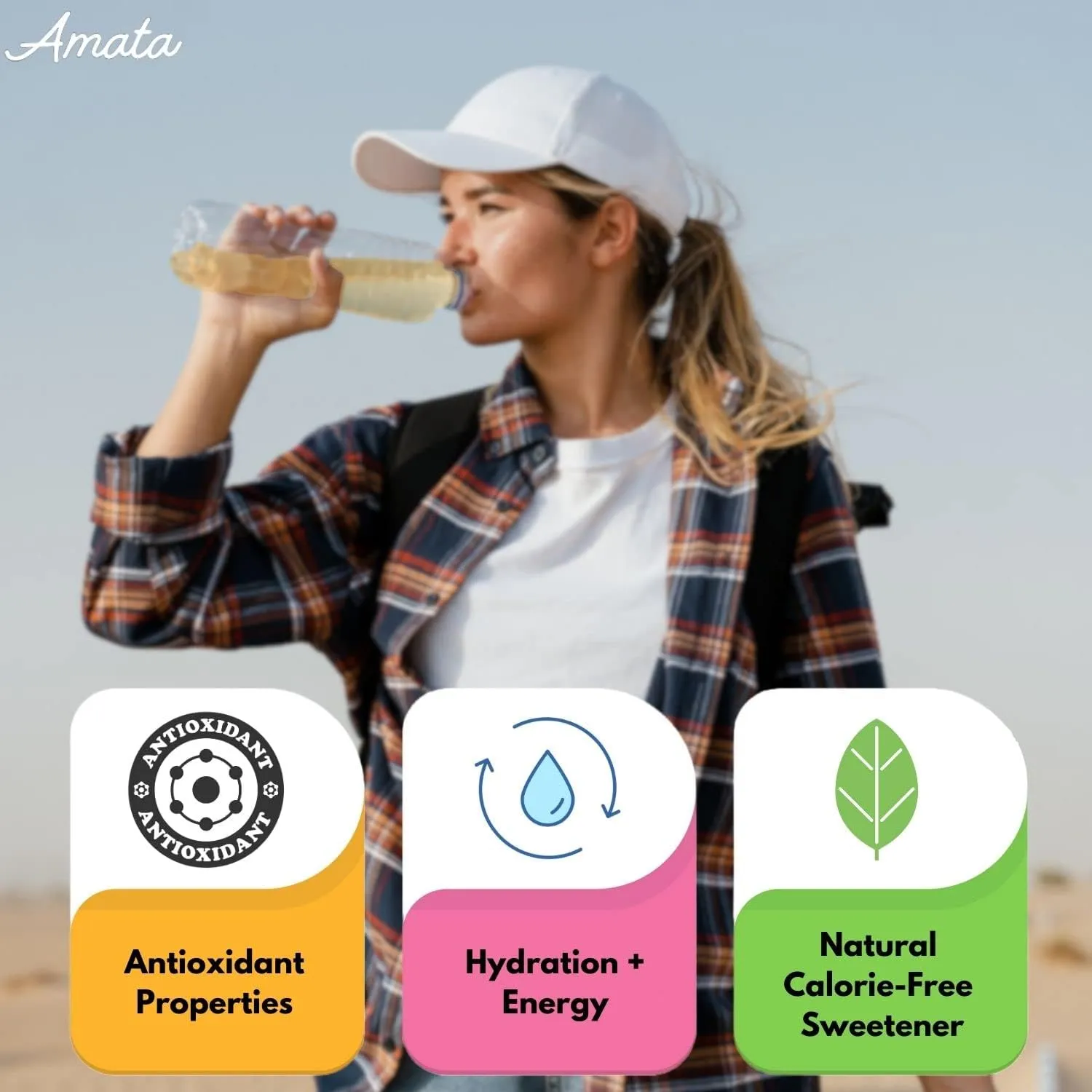 Amata Water Flavor Drops - Naturally Sweetened with Monk Fruit & Stevia - Water Enhancer Drink - Sugar Free Water Sweetener - Keto - Gluten Free - Vegan - Zero Calories (Pack of 4, Wildberry, Pineapple-Coconut, Sweet Tea, Grape)